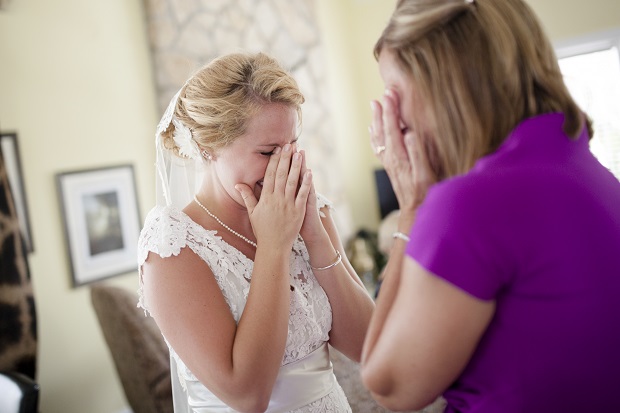 mother of the bride gets emotional on daughter's wedding day