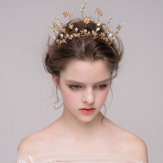bridal gold hair crown 2017