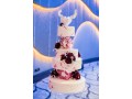 Set a statement with an abstract layered cake