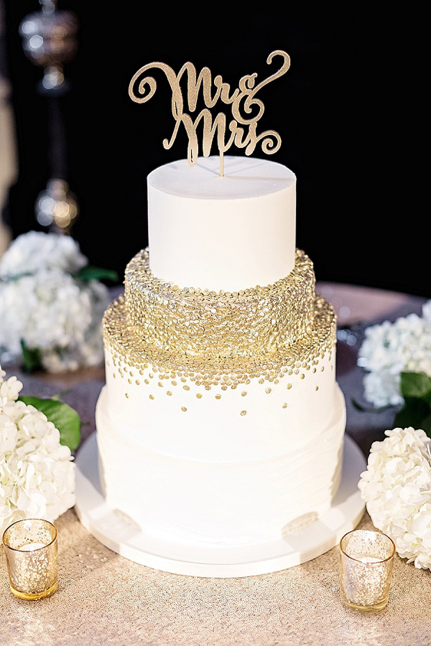 ivory-and-gold-glitter-polka-dot-wedding-cake