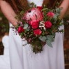 Red Rose & Protea Wedding Bouquet