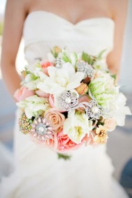 Fresh Flowers & Diamante Bouquet 