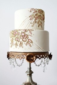 Gold Leaf Wedding Cake