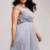 Grey Beaded Prom Dress 