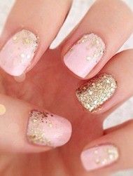 Pink & Gold Glitter Nails 