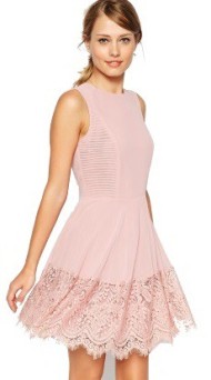 Pink Pleat & Lace Insert Dress 