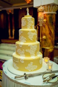Yellow & White Wedding Cake