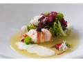 Seaweed salad with lobster and almond jus.